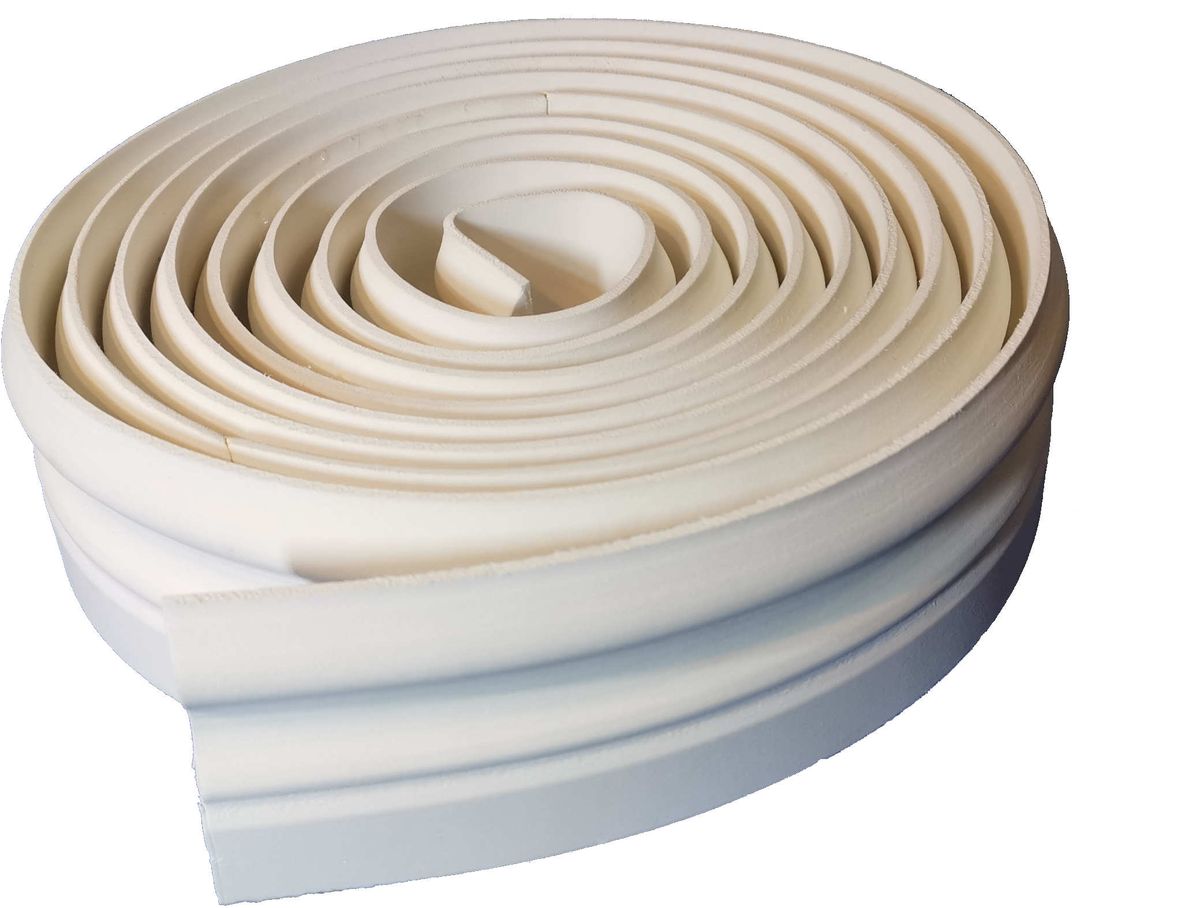 69mm x 10mm x 4.8m roll of Skirtex flexible skirting board Arch style