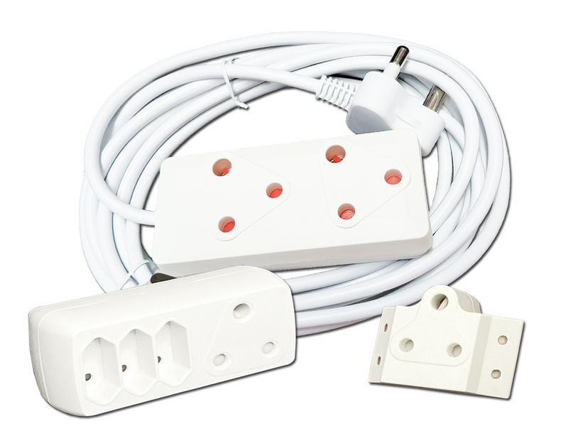 Everlotus extension cord 5M bundle with 4 way multiplug and 1 adapter