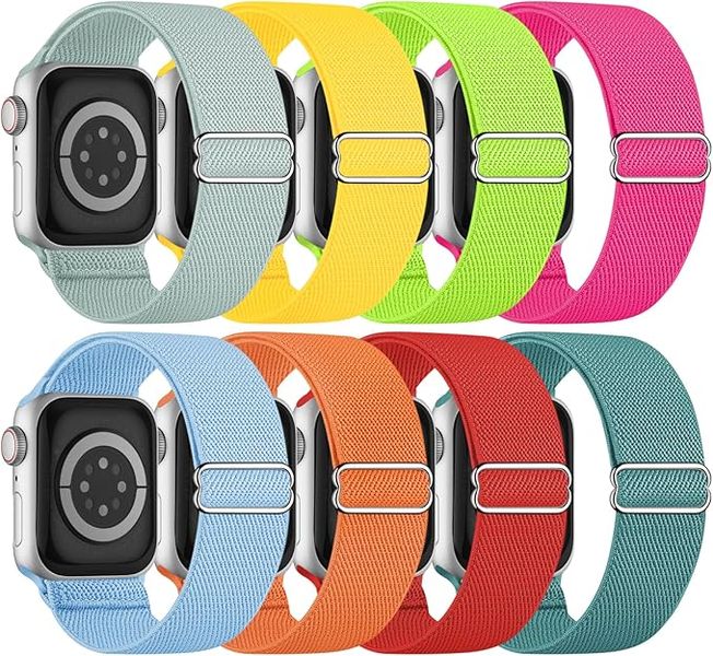 8 Pack Stretchy Solo Loop Band Compatible with Apple Watch Bands