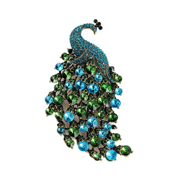 Rhinestone Peacock Brooch - Big Crystal. For Women, Girls. Elegant Gift