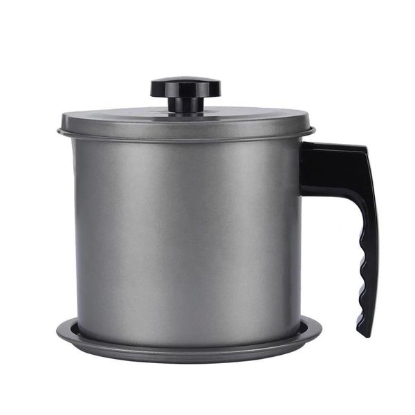 Cooking Oil &amp; Bacon Grease Catcher Container with Strainer-Stainless Steel