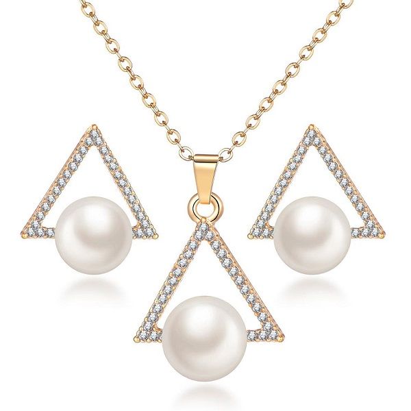 Gold/Silver Plated Shine Pearl Necklace Set | AW
