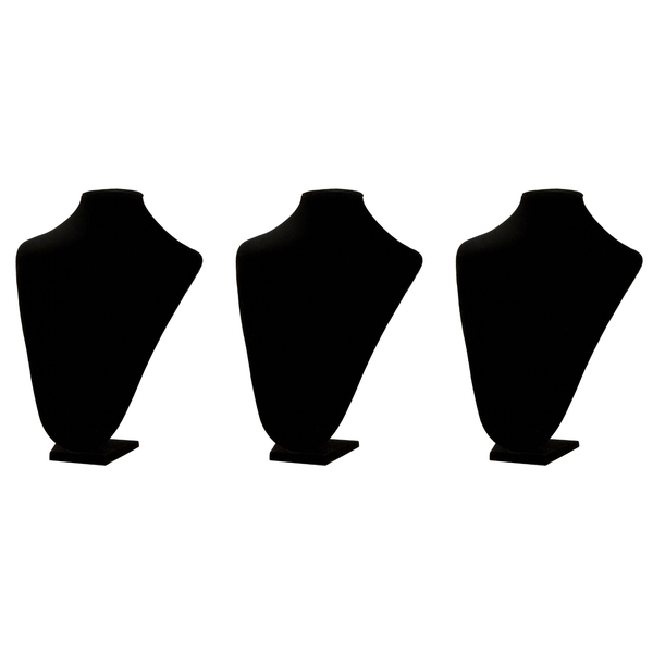 Large Black Velvet Jewellery Display Bust - 32cm - 3 Pack