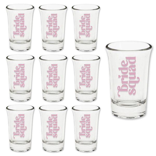 Bride Squad Bachelorette Hen Party &amp; Wedding Shot Glasses - Set 10
