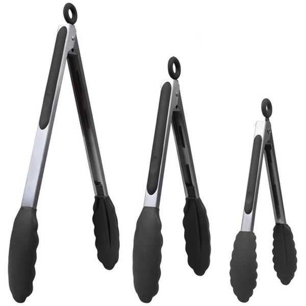 3 in 1 Silicone and Stainless Steel Locking Tongs