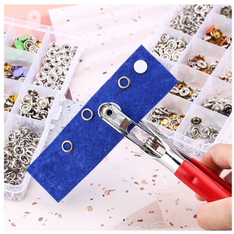 Metal Sewing Button Hollow Prong Ring Press Studs Snap Fasteners Plier Tool  Kit