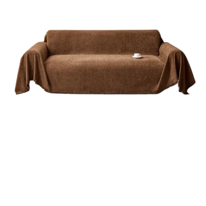 Brown couch throw white Chenille couch cover/ protector throw Sofa Blanket