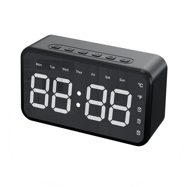 Alarm Bluetooth Speaker with Temperature, Week, Clock, Radio