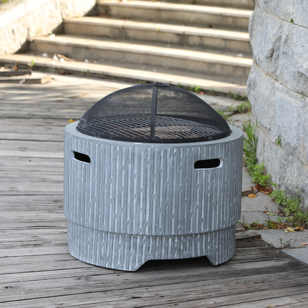 Wood Firepit Adra XL 70cm with Braai function and Weatherproof Cover
