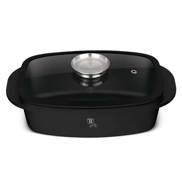 Berlinger Haus 32cm Oven Safe Roaster Pan with Aroma Glass Lid -Matte Black