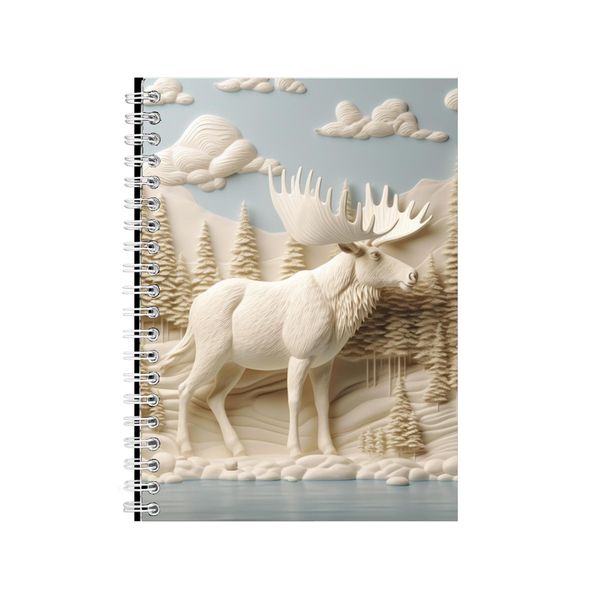 3D Clay White Moose White Clay Lake Notebook Gift Idea A4 Notepad Pad 105
