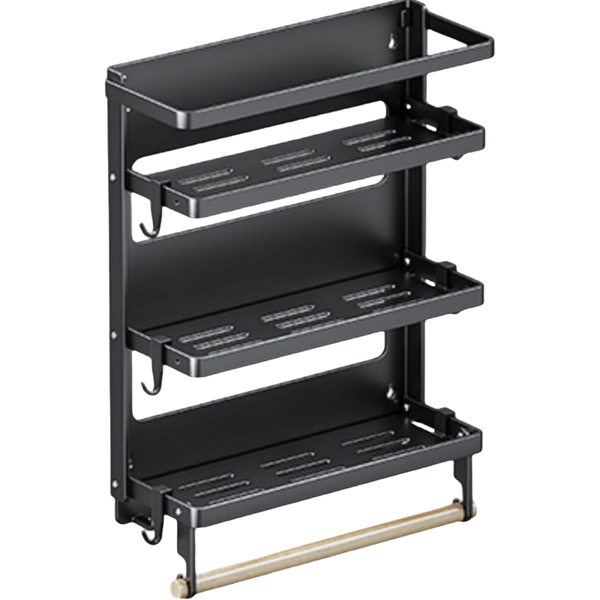 Heightened Magnetic Fridge Spice Rack With Towel Holder Organizer