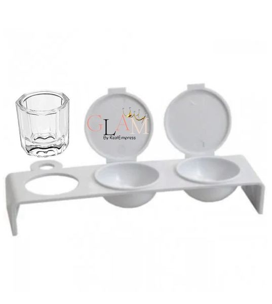 GLAM's Acrylic Powder Dispenser with Dappen Dish Holder