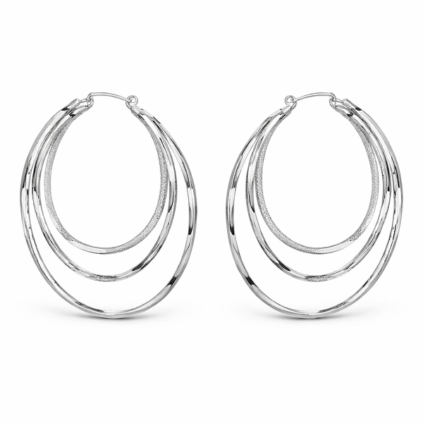 Luxury Three Layer Hoop Earrings For Women - Silver