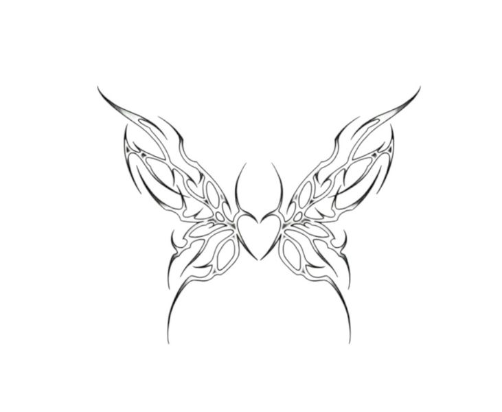1 Piece - Elegant Butterfly Temporary Tattoo - Black