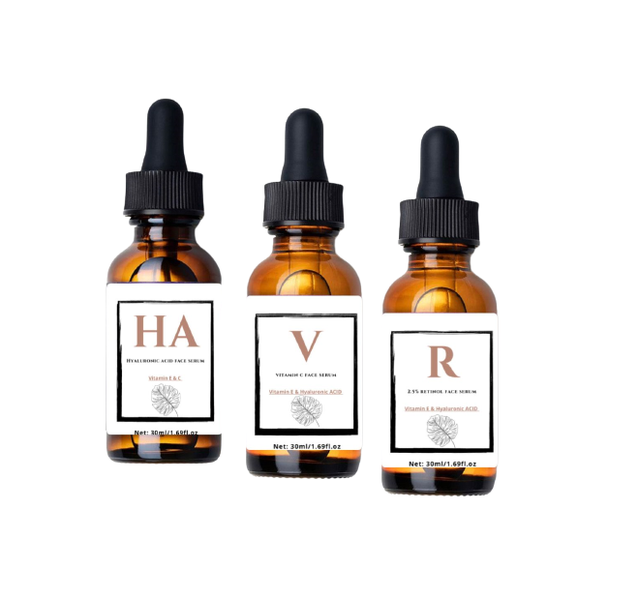 Youthful Skin Serum Set with Hyaluronic Acid, Retinol &amp; Vitamin C
