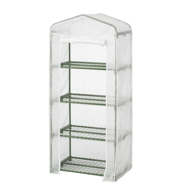Greenhouse with tier 4 shelves