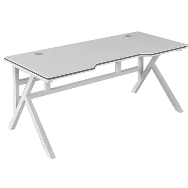 White Modern Wooden Office Desk with Sleek Steel Legs