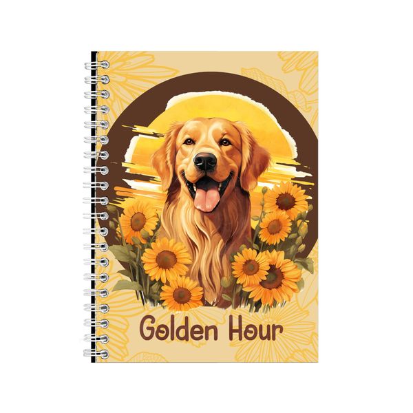 Golden Hour A5 Notebook Spiral Lined Golden Retriever Graphic Notepad 109