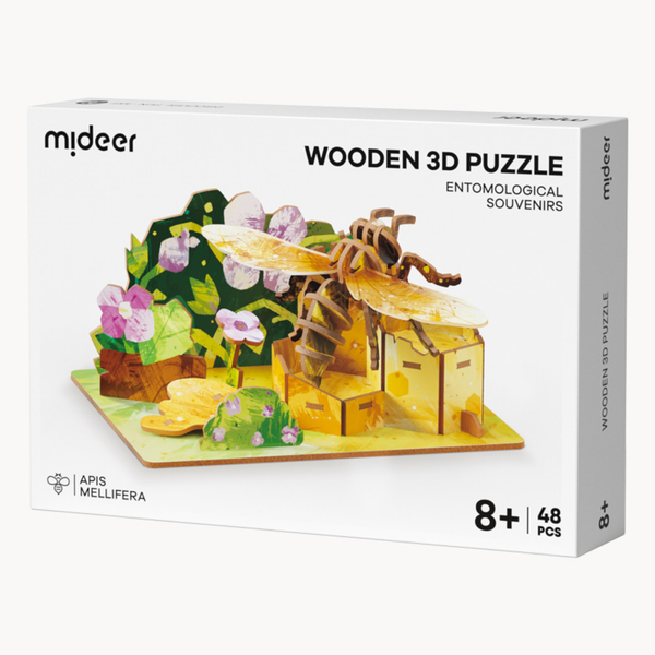 Mideer - Wooden 3D Puzzle for Kids with Flash Cards - Bee &amp; Hive 48 Pieces