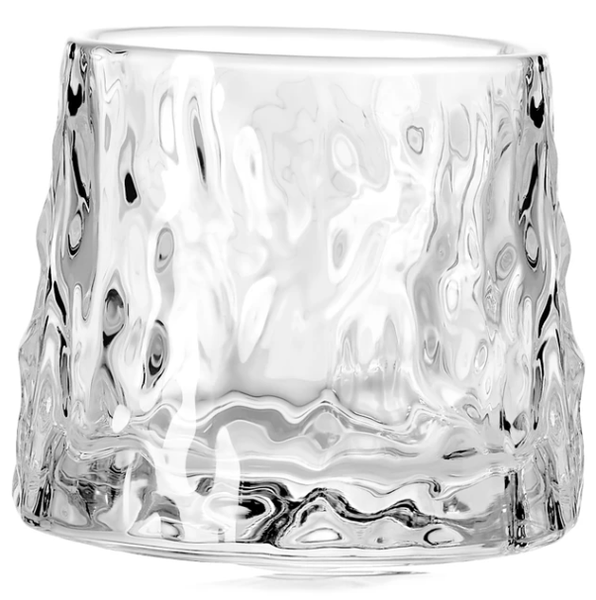 Set of 6 Transparent Rotating Ripple Whiskey Glasses - 280ml