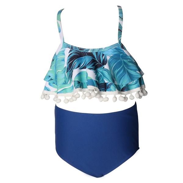 Matching Kids Blue Lagoon Frill Two-Piece Bikini