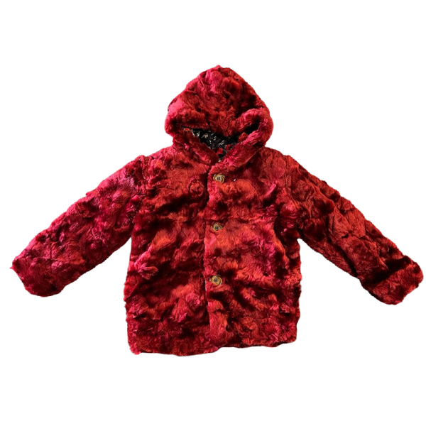 Girls Glam Extra Padded Winter Warm Jacket - Maroon Hoodie Fur