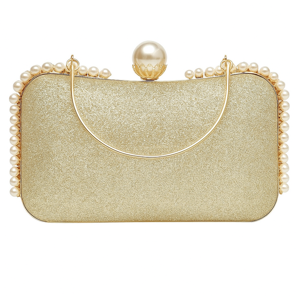 Womens Clutch Pearls Evening Bag Wedding Party Purse and Shoulder Handbag