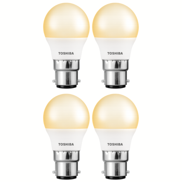 TOSHIBA B22 G45 Golfball LED Light Bulb 3W Cool White 4000K - 4 Pack