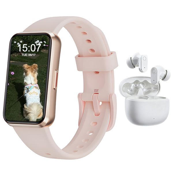 Women's Pink GPS Smartwatch &amp; Wireless Earphones - Fitness &amp; Outdoor Ready