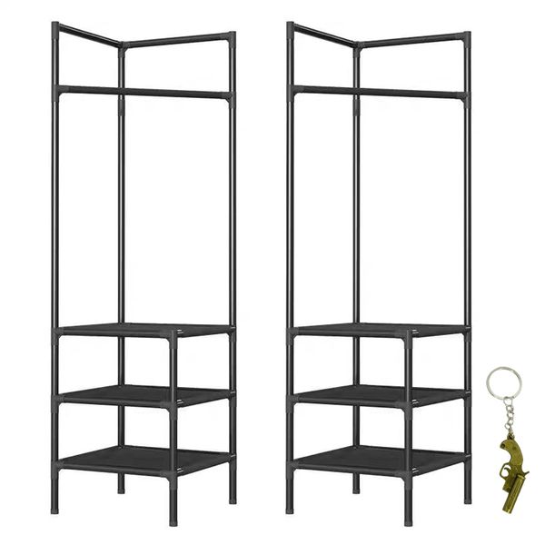 Three-Layer Coat Rack - 2 Pieces - Black