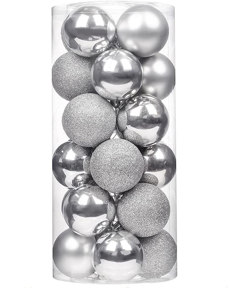 24 Pieces 5cm Christmas Balls Decors - Silver