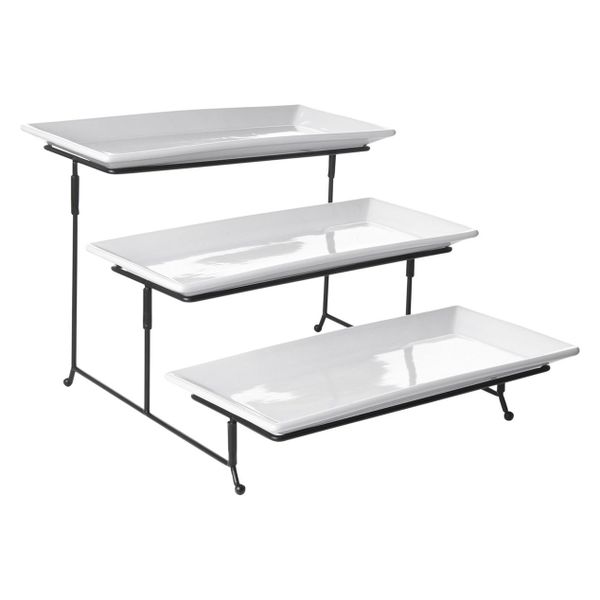 3 Tier Classic White Serving Platter With Stand
