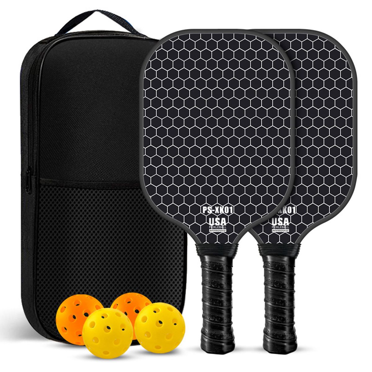 Pickleball Set with 2 Paddles and 4 Balls - Complete 2 Player Kit