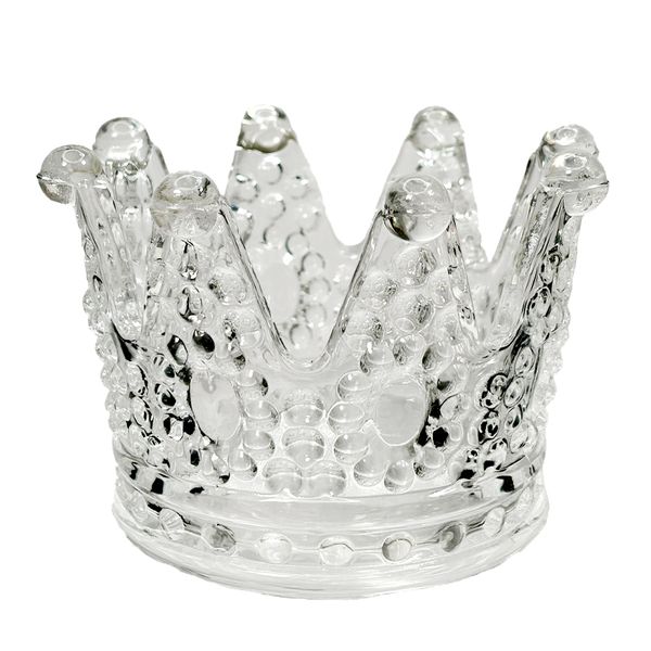 Transparent Glass Crown Candle Holder