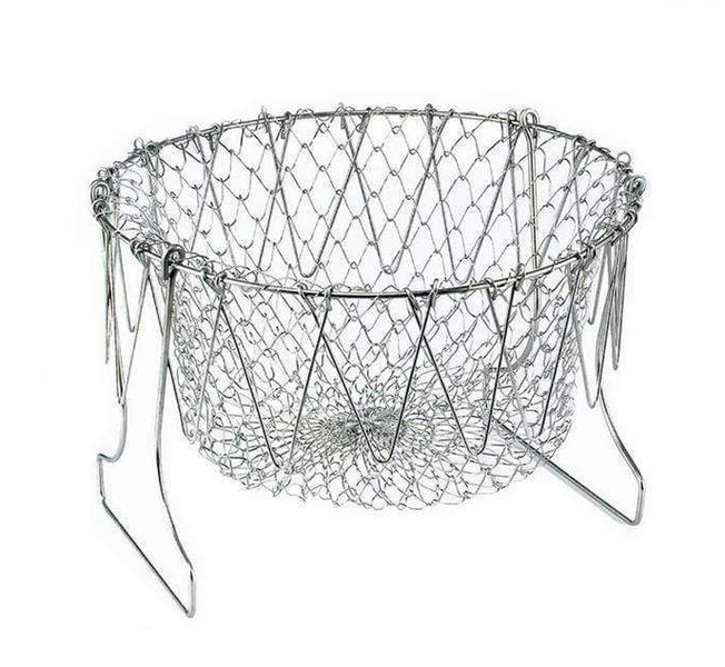 Foldable Stainless Steel Chef Basket Chips Strainer