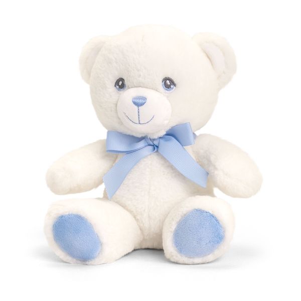 Keeleco Cream and Blue Bear with Ribbon 20cm