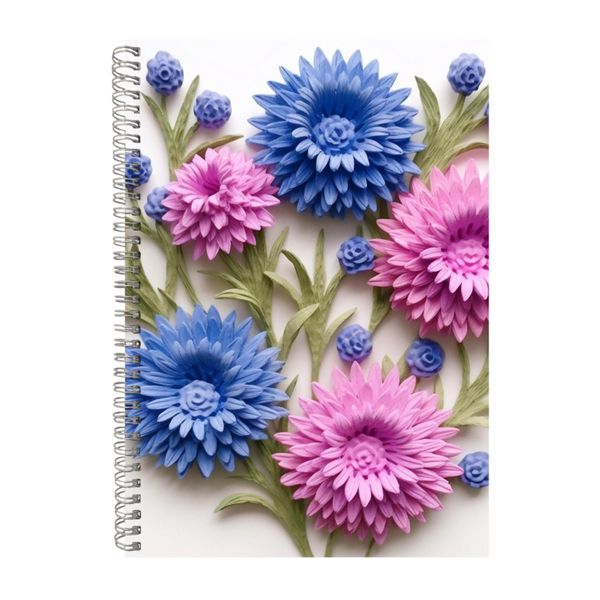 Purple And Blue Bachelor Button2 Notebook Gift Idea A4 Notepad Pad 104