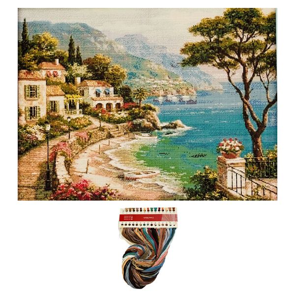 Cross Stitch Seaside Villa 14CT Embroidery Sewing DIY Craft Kit