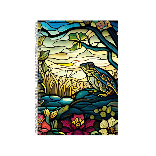 Flowers Trees Frog Stained Glass Notebook Gift Idea A4 Notepad Pad 88