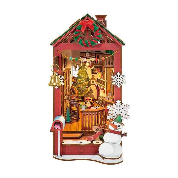 Rolife Christmas Indoor DIY Book Nook Shelf Insert Miniature Dollhouse