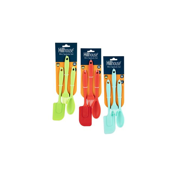 HillHouse - 3 Piece Bright Colour Silicone Spatula Set x 3