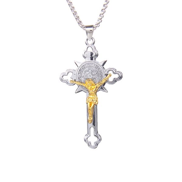 Personality Cross Pendant Necklace - Gold/Silver