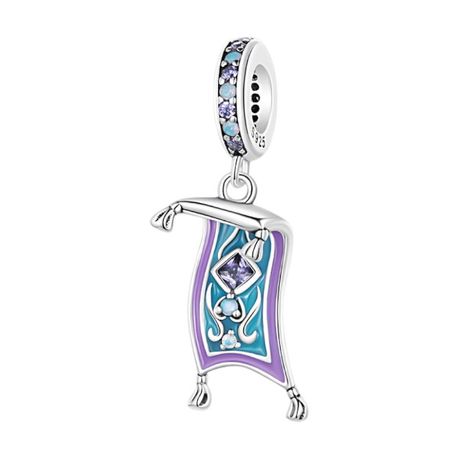 925 Sterling Silver Magic Carpet Charm With Cubic Zirconia Stones - Silver Image