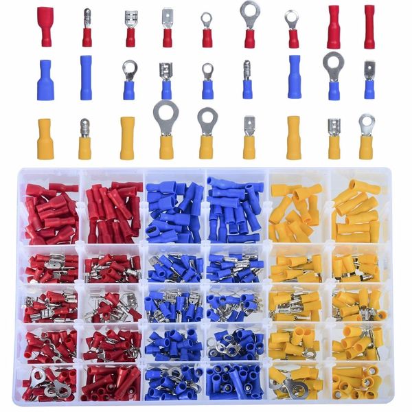 480 Piece Insulated Terminals Electrical Crimp Connector Butt Spade Set