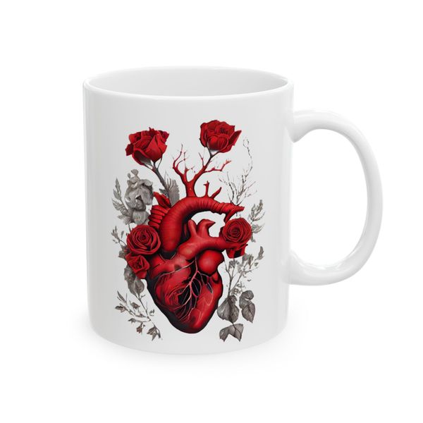 Red heart with red roses - Mug
