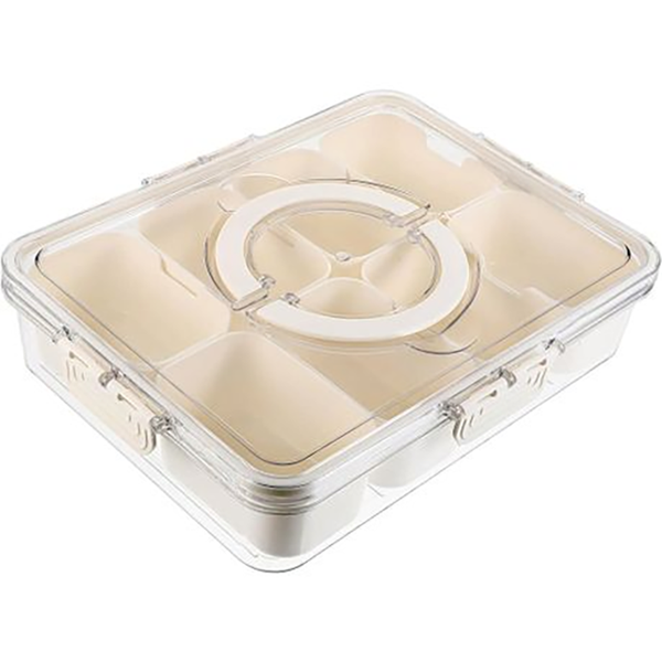 Divided Snack Box with Lid Travel Food Container 8 Compartment Serving Dish