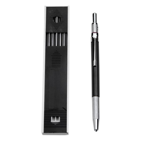 2 0Mm Mechanical Pencil for Art Sketching with 12 Pcs Refill - Black