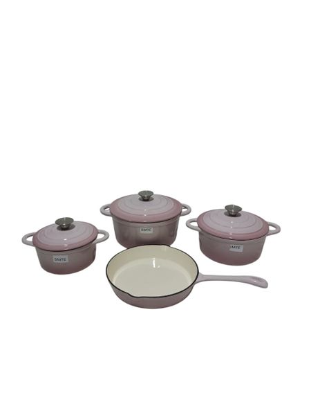 SMTE 7-Piece Cast Iron Pot Set - Red