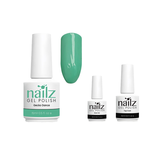 Nailz Gecko Dance Gel Polish + Top Coat + Base Gel 15ml 3 Pack